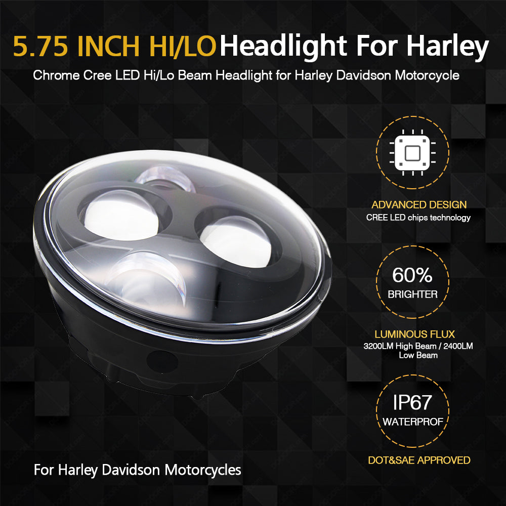 Colight 5.75 Inch Black Sealed Motorcycle LED Headlamp