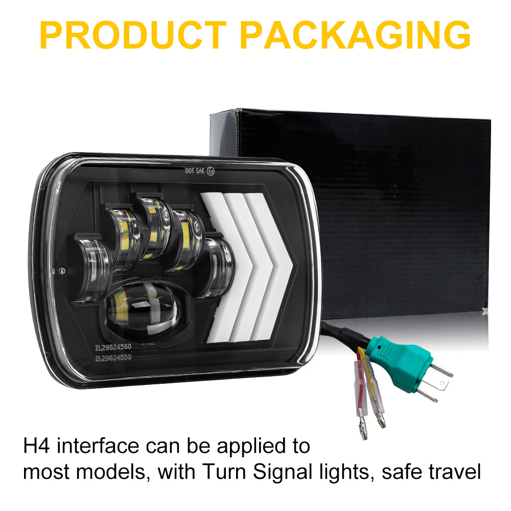 CO LIGHT 5x7 Inch Dual Beam Headlights - Dual Color DRL/Signal/Warning Lights (Kit/2pcs)