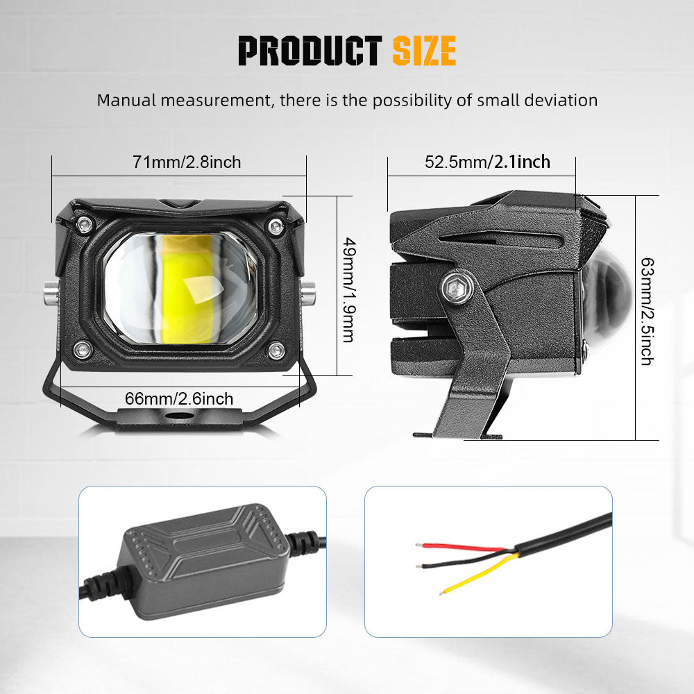 3 Inch Bulge B Series Mini Auxiliary Fog Lights Dual Beam Dual Color Lights 