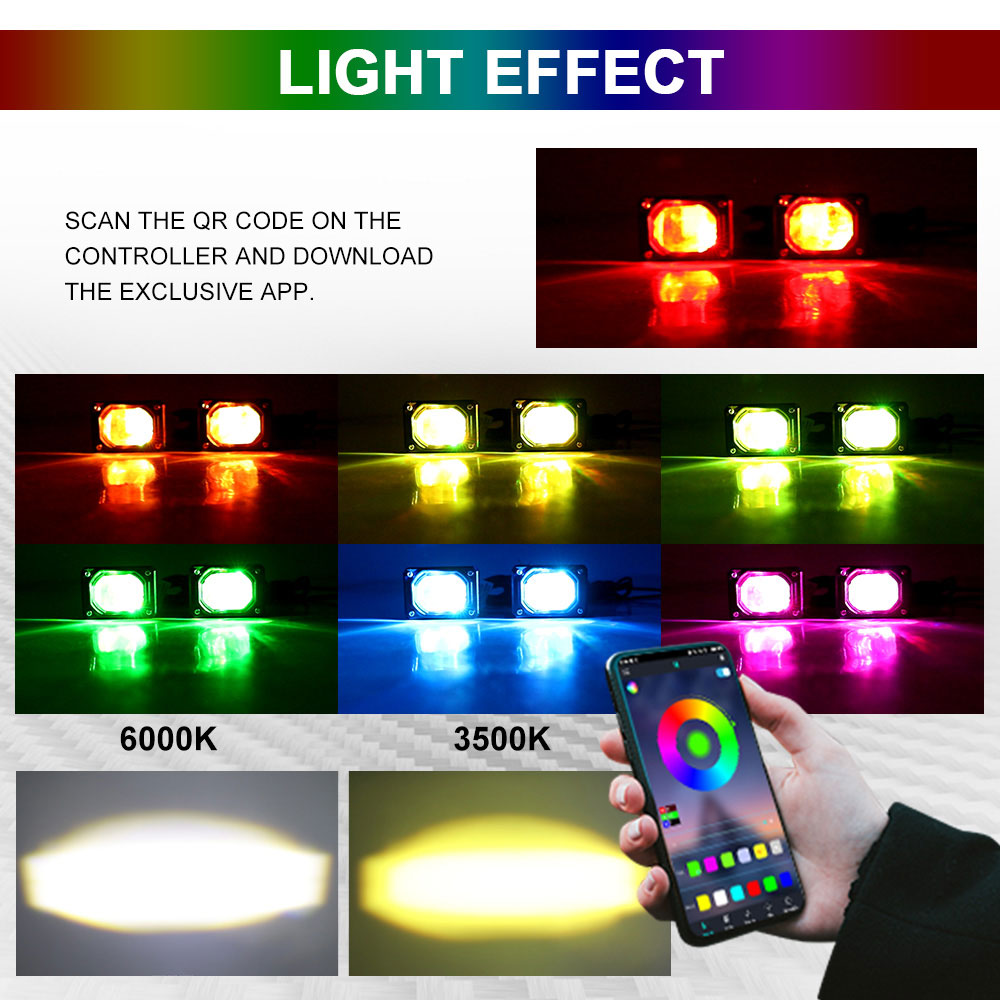 3 Inch Bulge B Series RGB&White Mini Led Driving Lights 