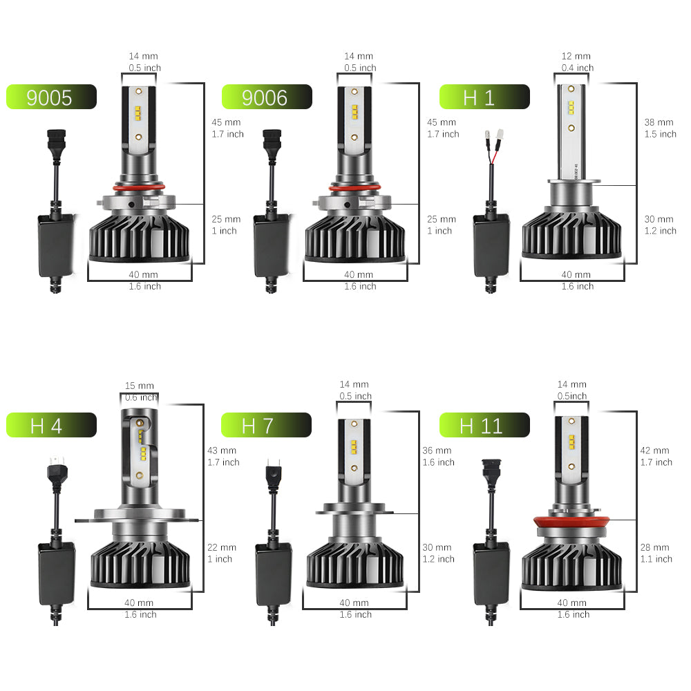 F2D Series Fan LED Headlight Bulbs, CANBUS/6500K