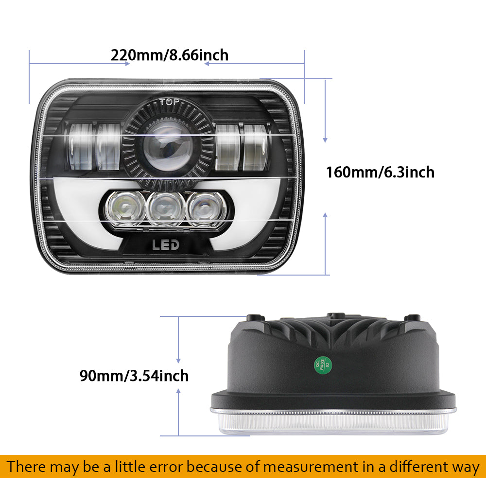 CO LIGHT 5x7 Pouces Carré Double Faisceau Phares - DRL/Clignotant (Kit/2pcs)