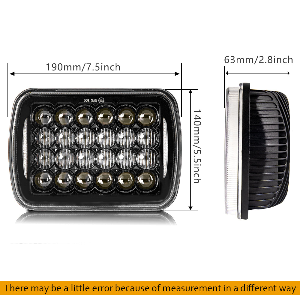 مصابيح أمامية مزدوجة الشعاع عدسة 5x7 بوصة مستطيلة من CO LIGHT - Sides DRL (عدة / قطعتان)