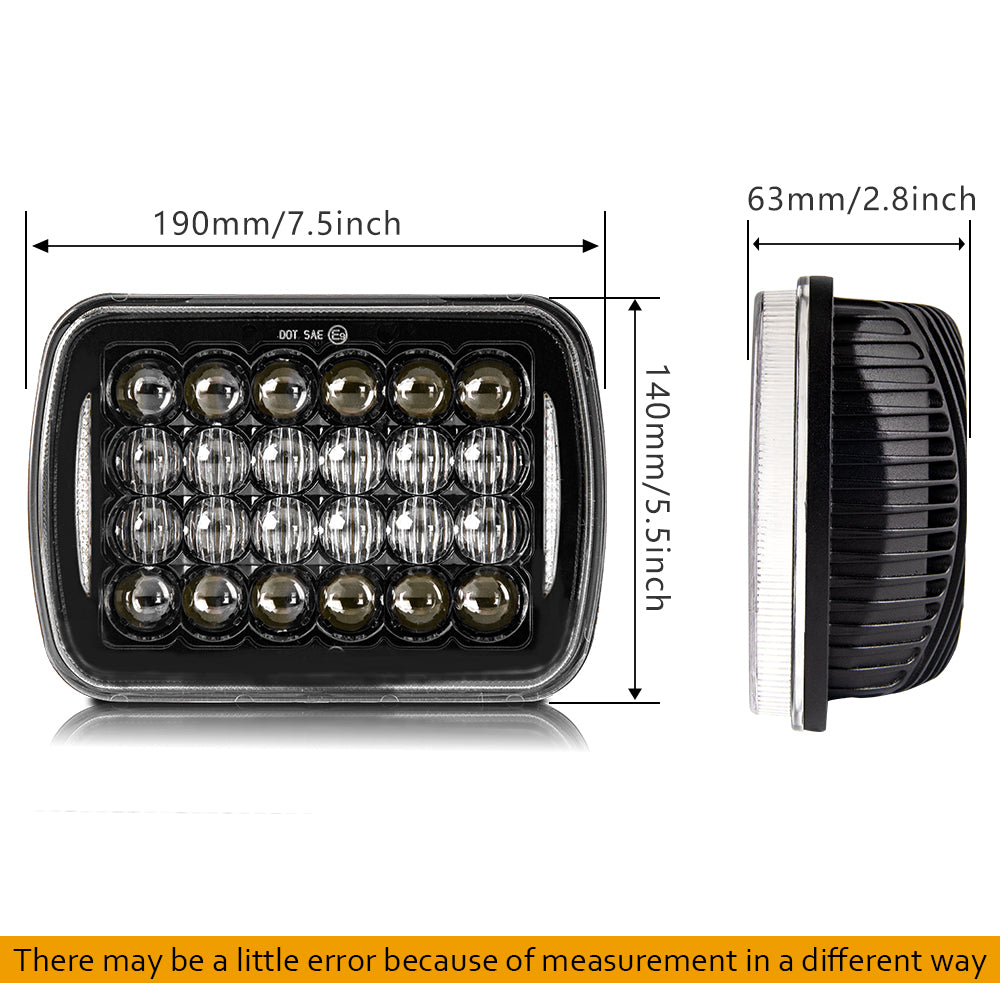 CO LIGHT 5x7 Inch Rectangular 5D Lens Dual Beam Headlights - Sides DRL (Kit/2pcs)