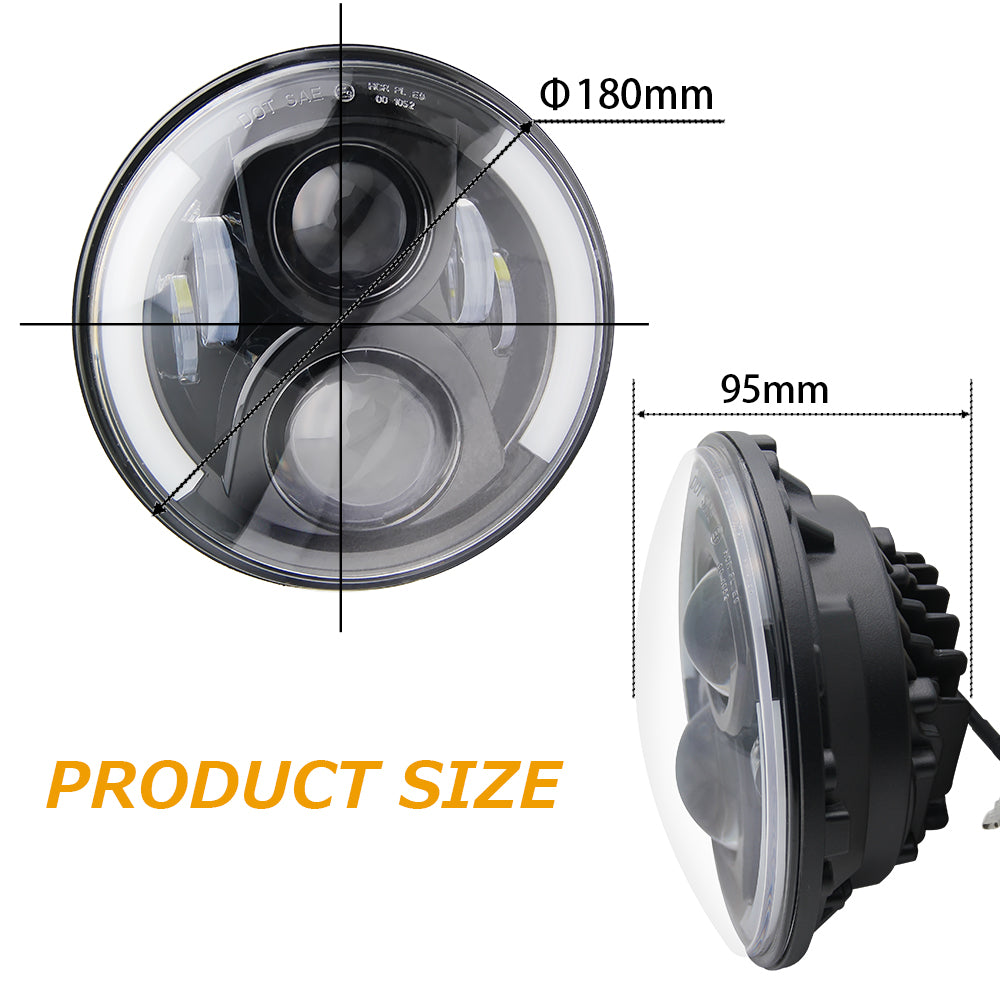 Colight 7" Amber/White DRL Dual Beam LED Headlight 