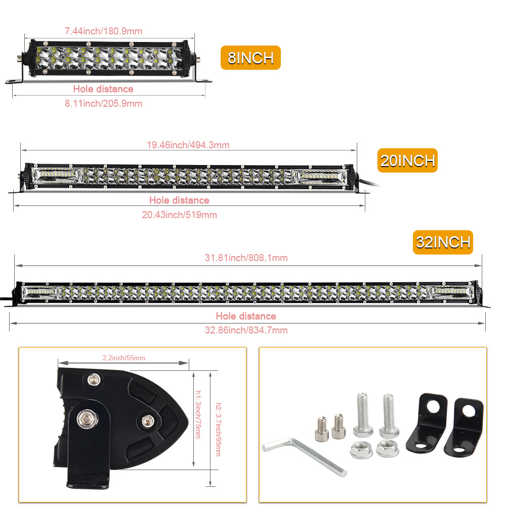 Z20 Series 8-32 Inch Combo Beam Slim Dual Row LED Light Bars