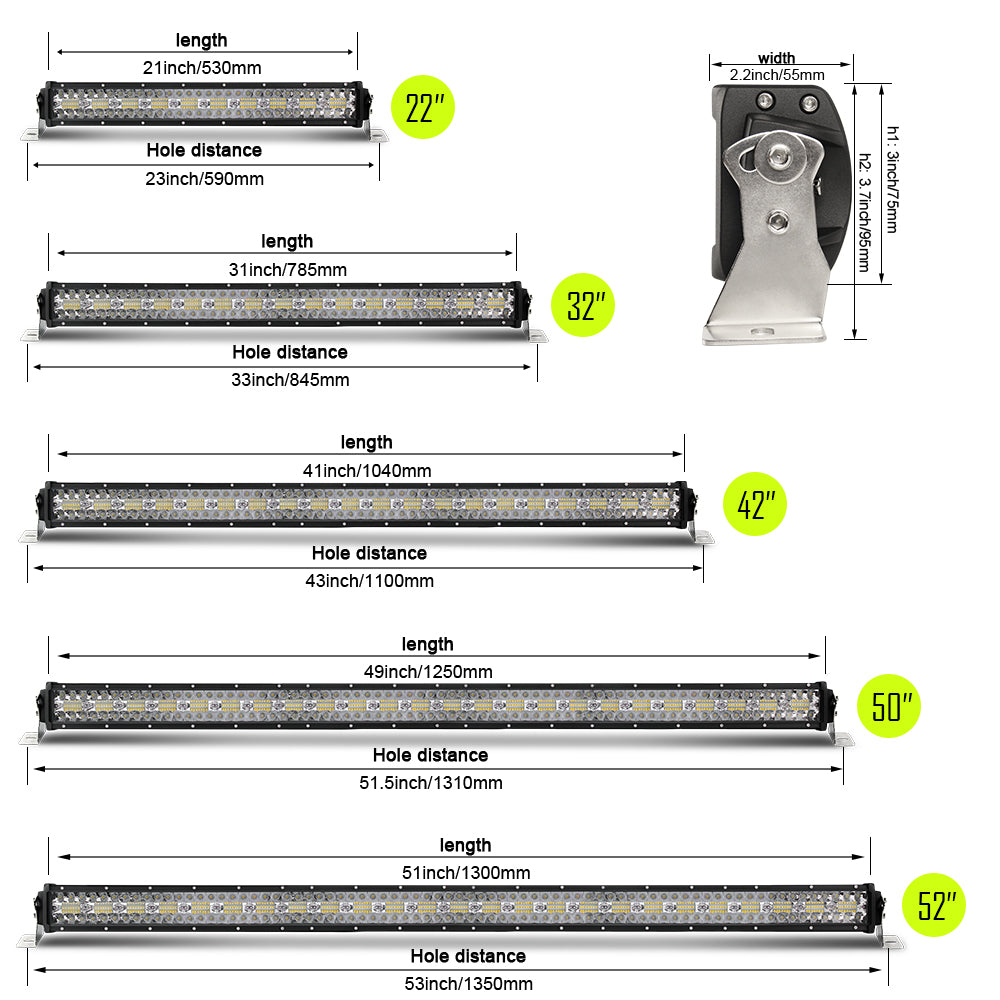 Gewölbt LED Lightbar 22-52 Zoll Lichtbalken Arbeitsscheinwerfer