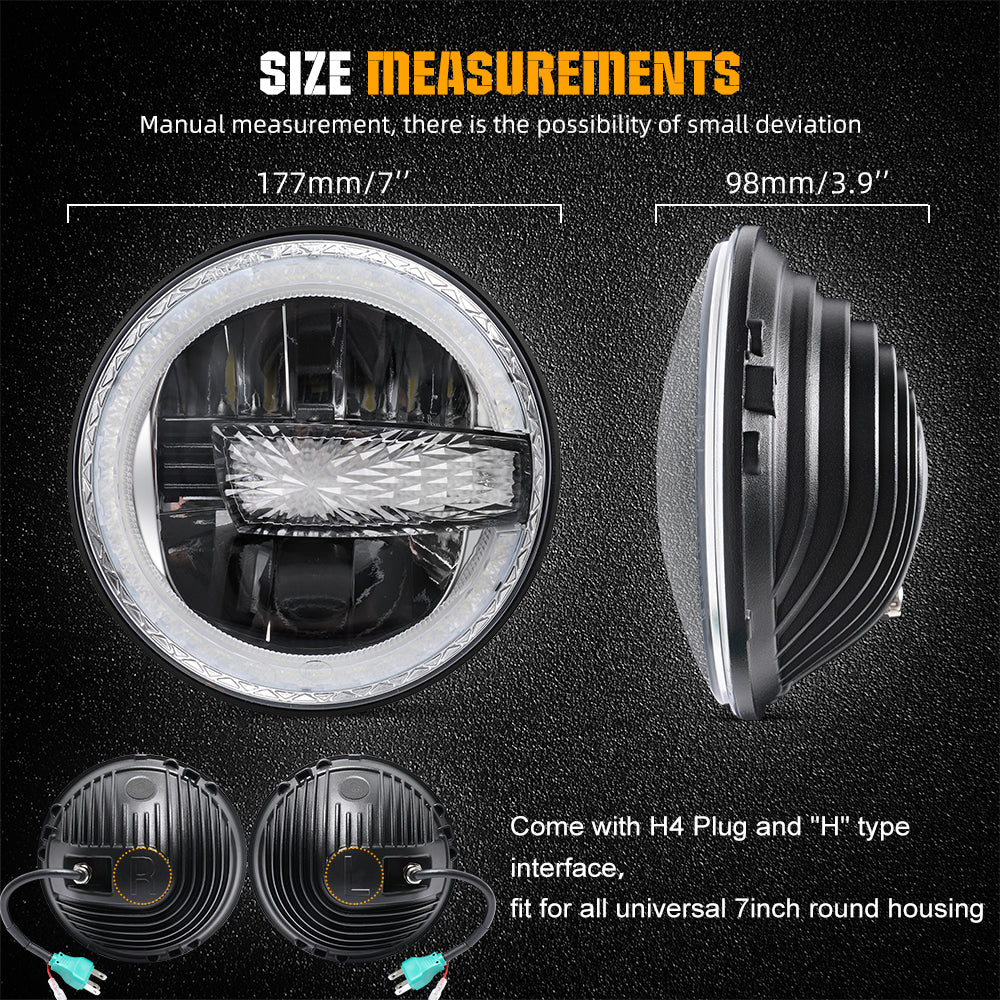 Size Measurements of 2022 New Arrival CO LIGHT 7” Round Led Sealed Headlights
