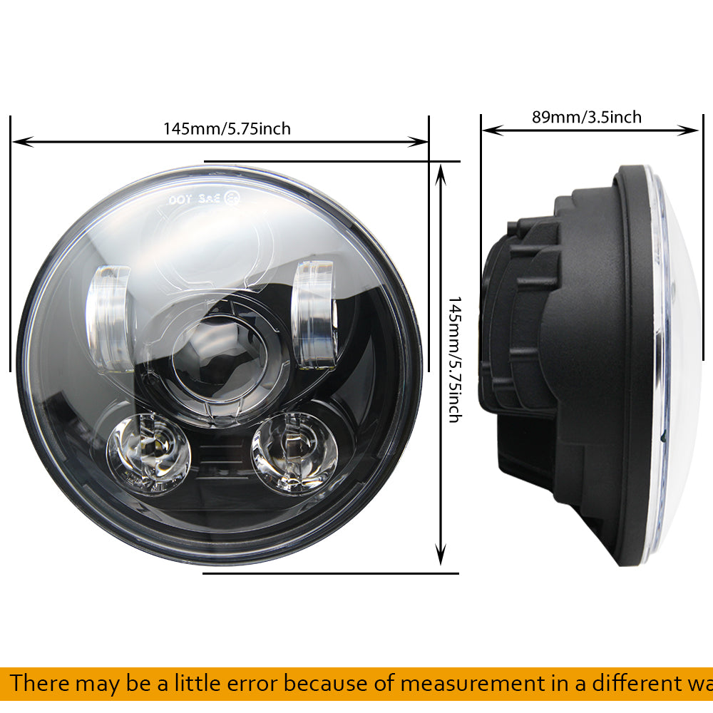 CO LIGHT 5,75" Chrom/Schwarzer Projektor-Motorrad-LED-Scheinwerfer