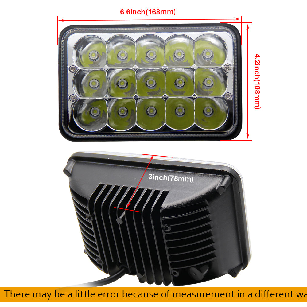 CO LIGHT 4 x 6 Zoll rechteckige Fern-/Abblendlicht dreireihige LED-Scheinwerfer (Kit/2 Stück)