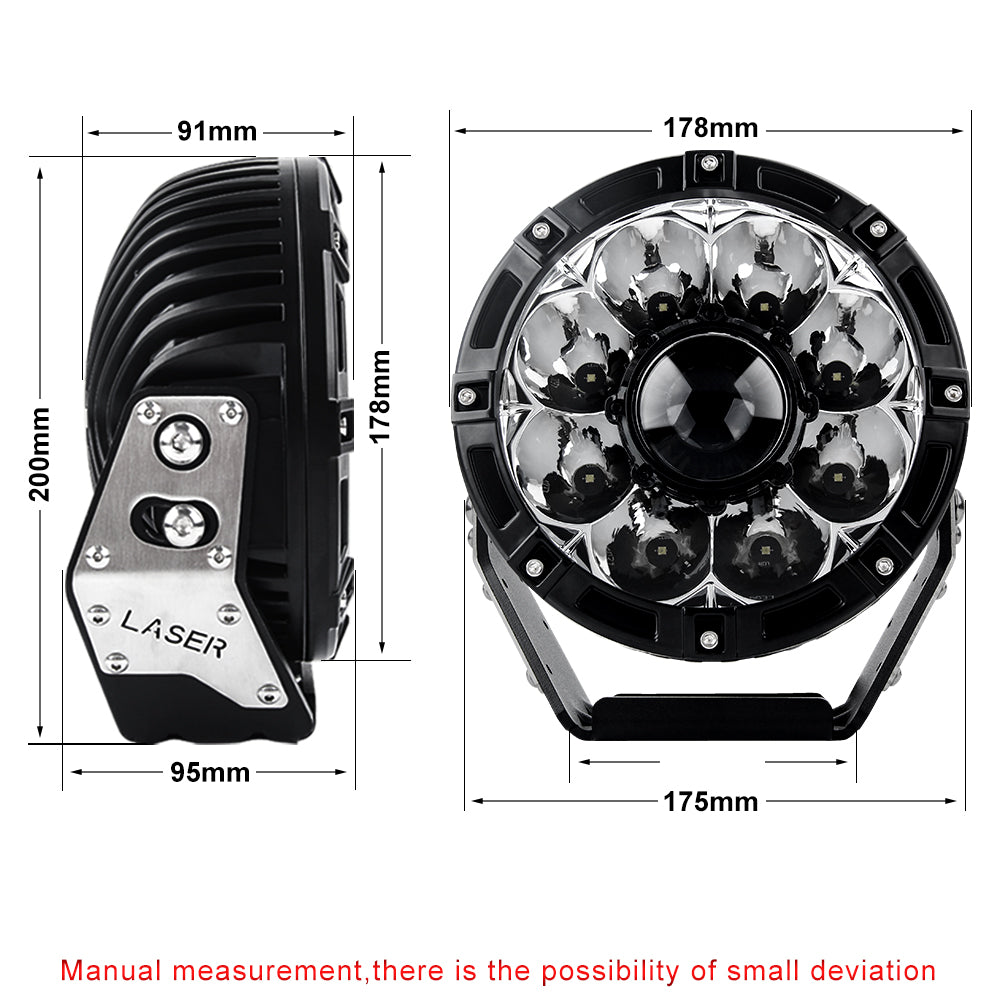 Colight 7 Inch Offroad Round Laser Driving Lights size