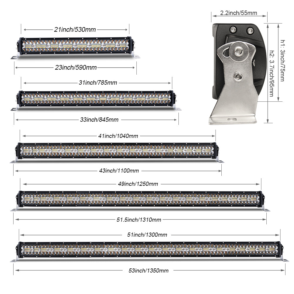 All size of Colight RQT31 Combo Beam 2-Color-Flash LED Tri-Row Light Bar