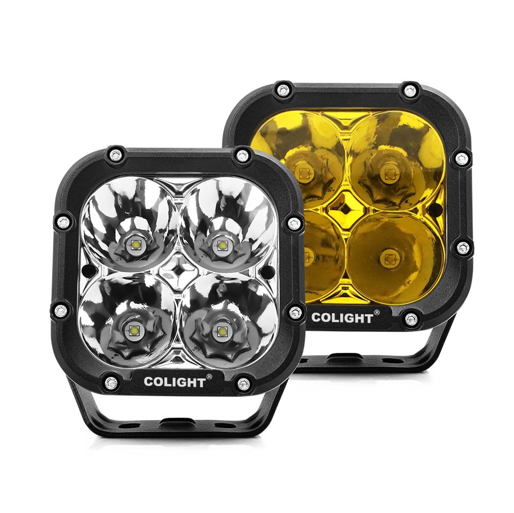 Colight 4.5 Inch Cube4 Series White&Yellow Spot Offroad Driving Lights