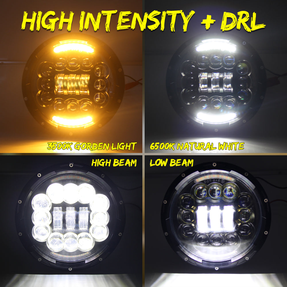 7 Round LED Headlight with White/Amber DRL – OffGrid Store