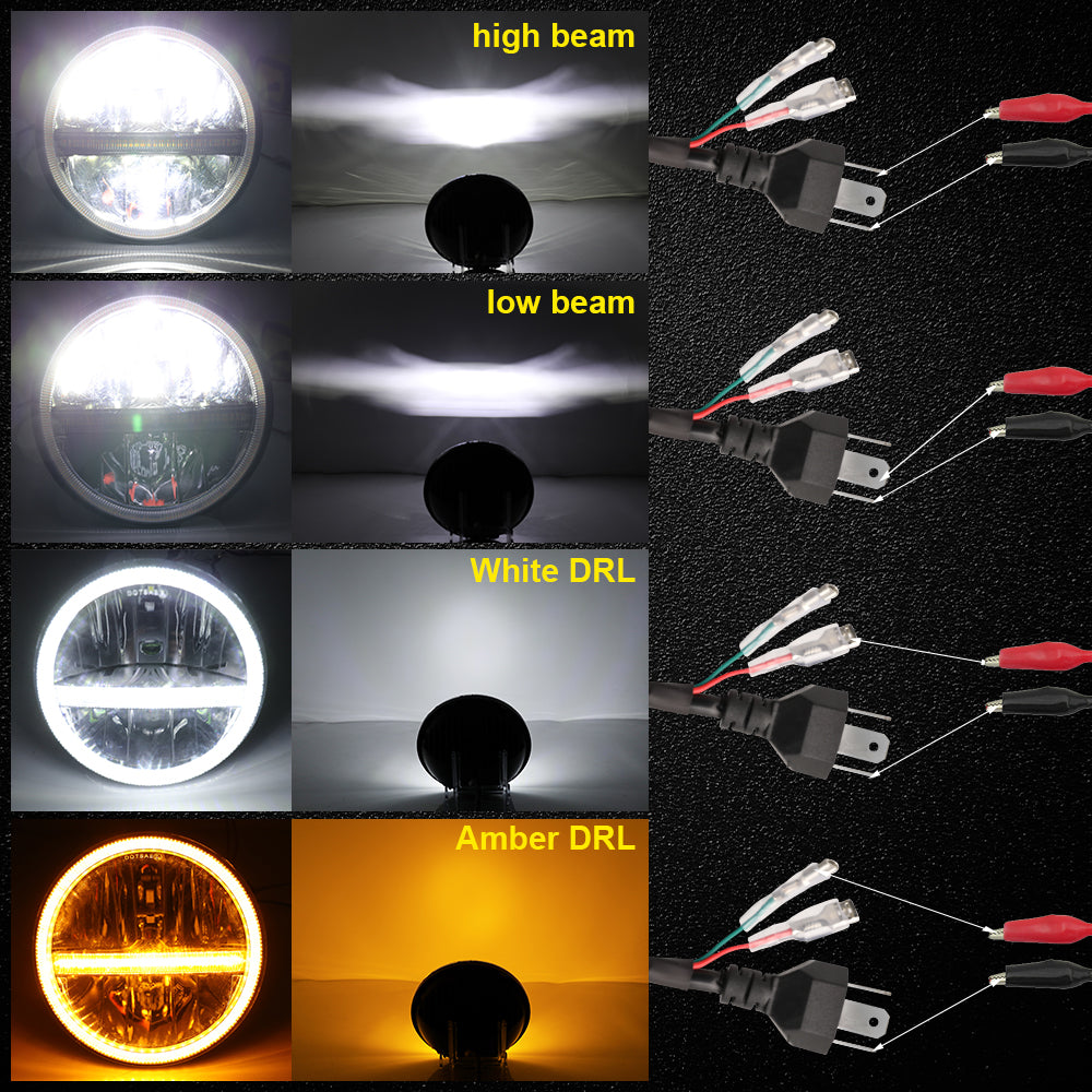 Colight 7 Inch Dual Beam Amber/White DRL Classic Headlight