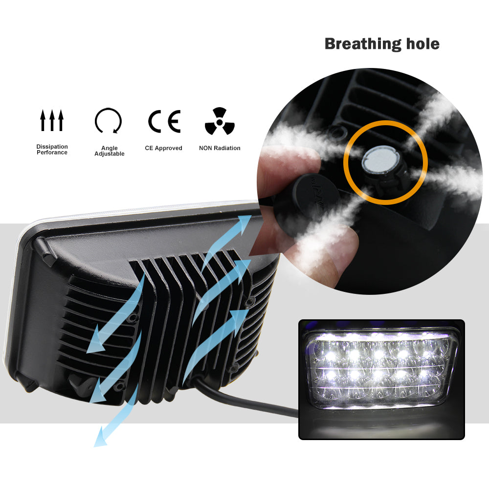 CO LIGHT Faros delanteros LED rectangulares de haz alto/bajo de 4x6 pulgadas (Kit/2 piezas)
