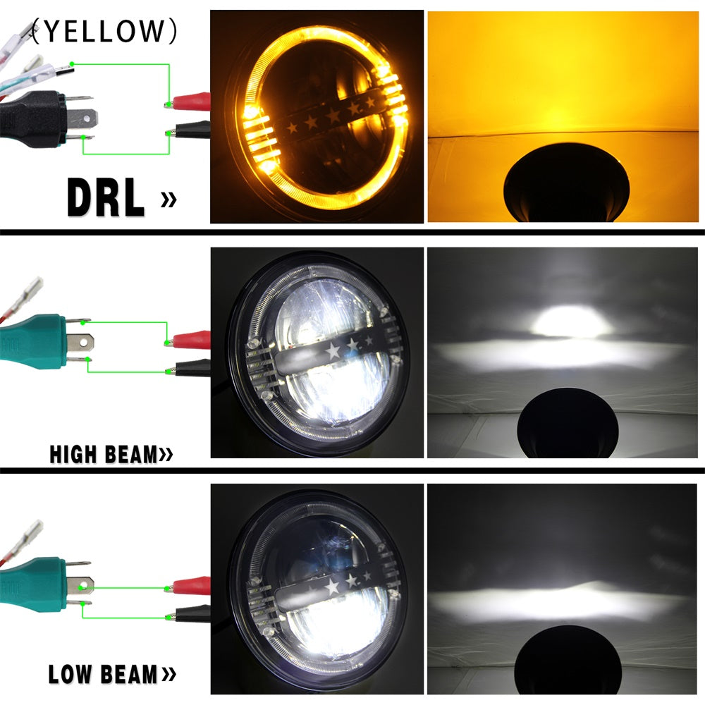 Colight 7" Tri Color DRL Sealed Headlight With Yellow Position Lights