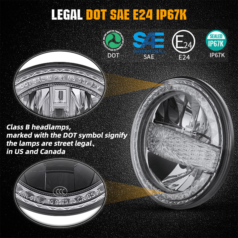 Dot marked on the lens of 2022 New Arrival CO LIGHT 7” Round Led Sealed Headlights