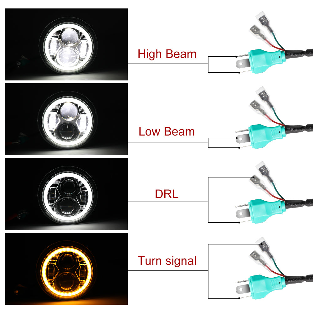 LED Conduite 7 pouces Phare Rond, Phare LED Rond Halo Angle Yeux