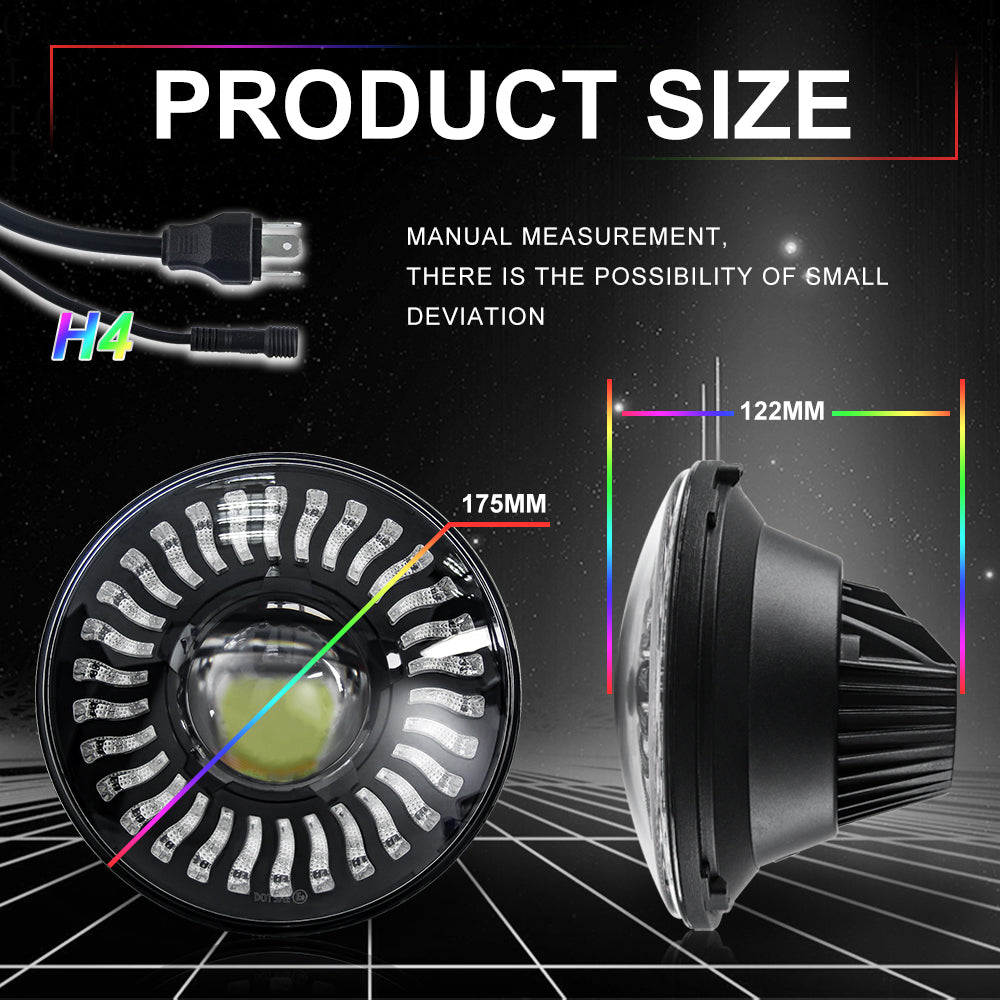 Colight 7inch Round RGB Halo Headlights