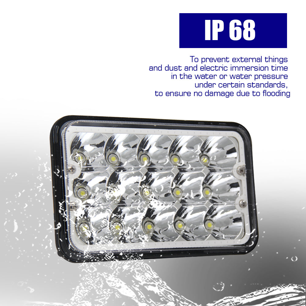 CO LIGHT Phares LED Rectangulaires à Double Faisceau 4x6 Pouces - DRL Colorés (Kit / 2pcs)