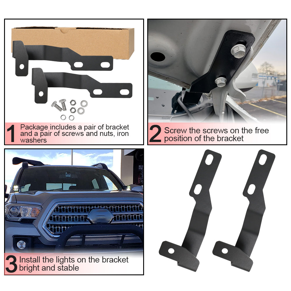 2005-2015 Toyota Tacoma Hood Ditch Light Mounting Brackets