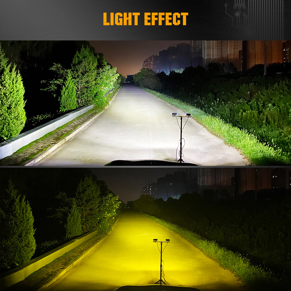 Light effect on road by 5 Inch Side Shooter Combo Beam Work Light Bar 