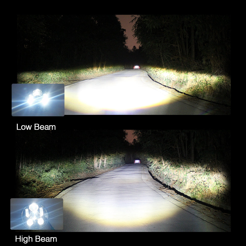 CO LIGHT 5,75" Chrom/Schwarzer Projektor-Motorrad-LED-Scheinwerfer