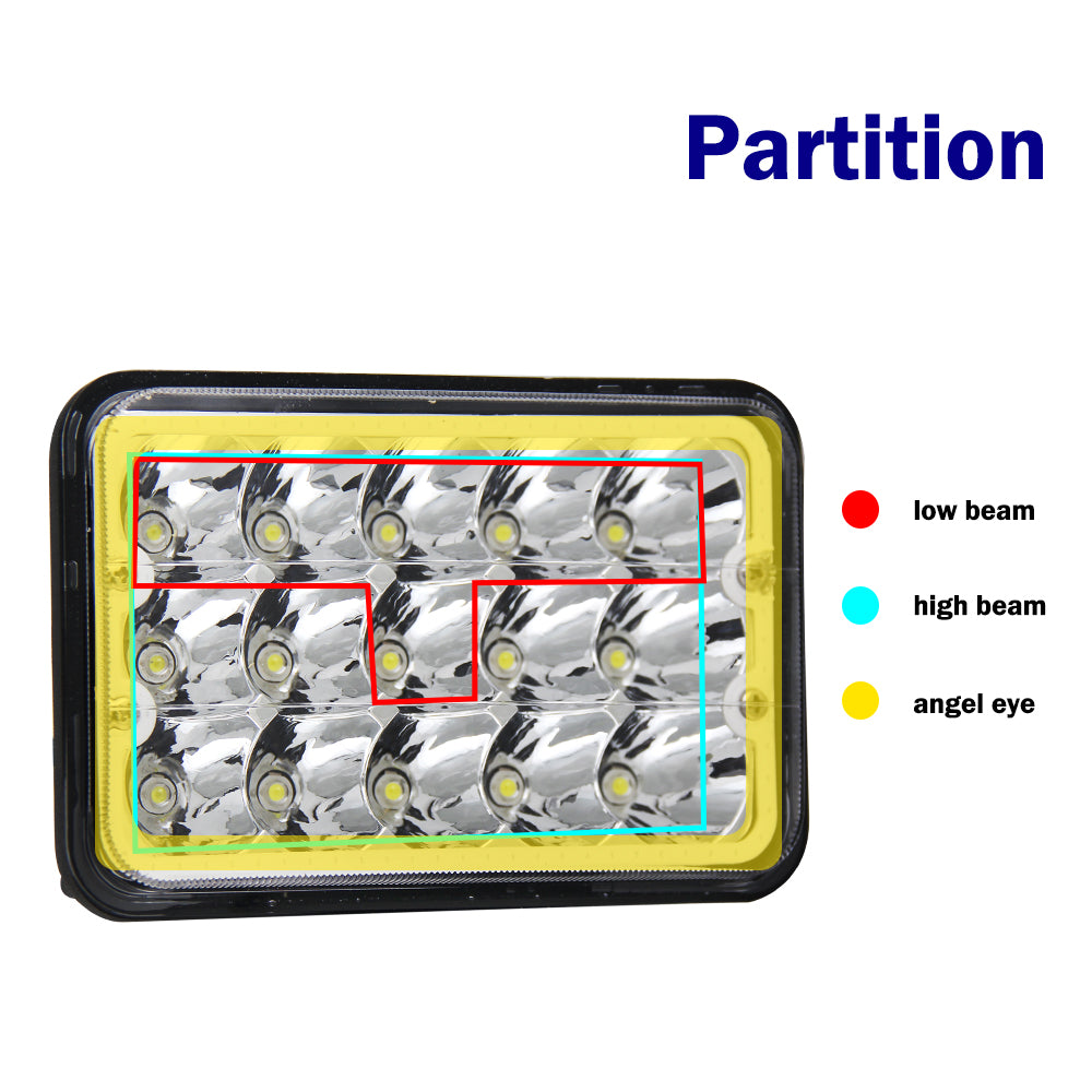 CO LIGHT 4x6 Inch Rectangular Dual Beam LED Headlights - Colorful DRL (Kit/2pcs)