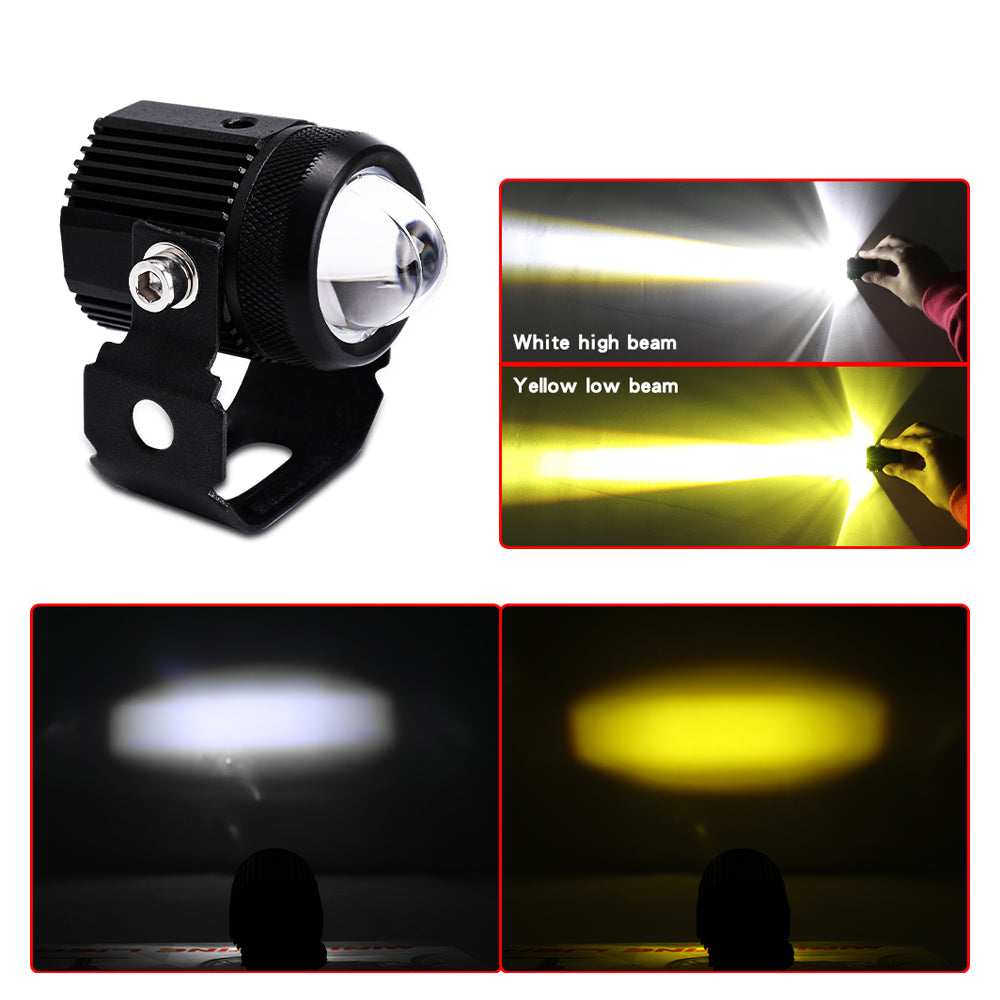 2 Inch White&Yellow Hi-Lo Beam Mini Motorcycle Auxilary Lights