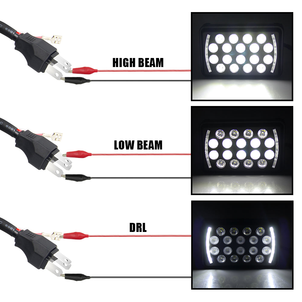 CO LIGHT 4x6 Inch Rectangular Dual Beam Slim Style Headlights - Sides DRL (Kit/2pcs)