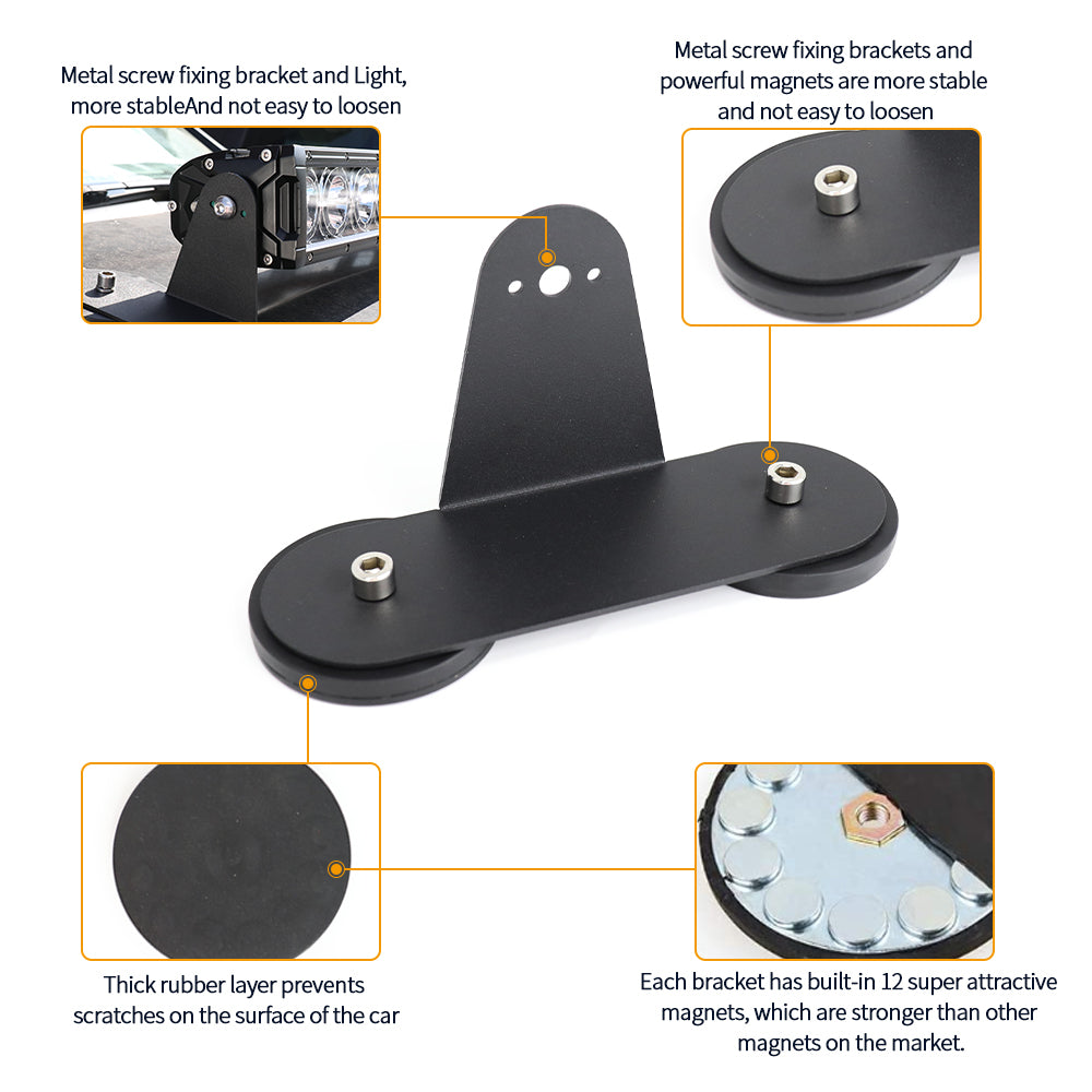 Strong Magnetic Base LED Light Bar Universal Side Mounting Brackets