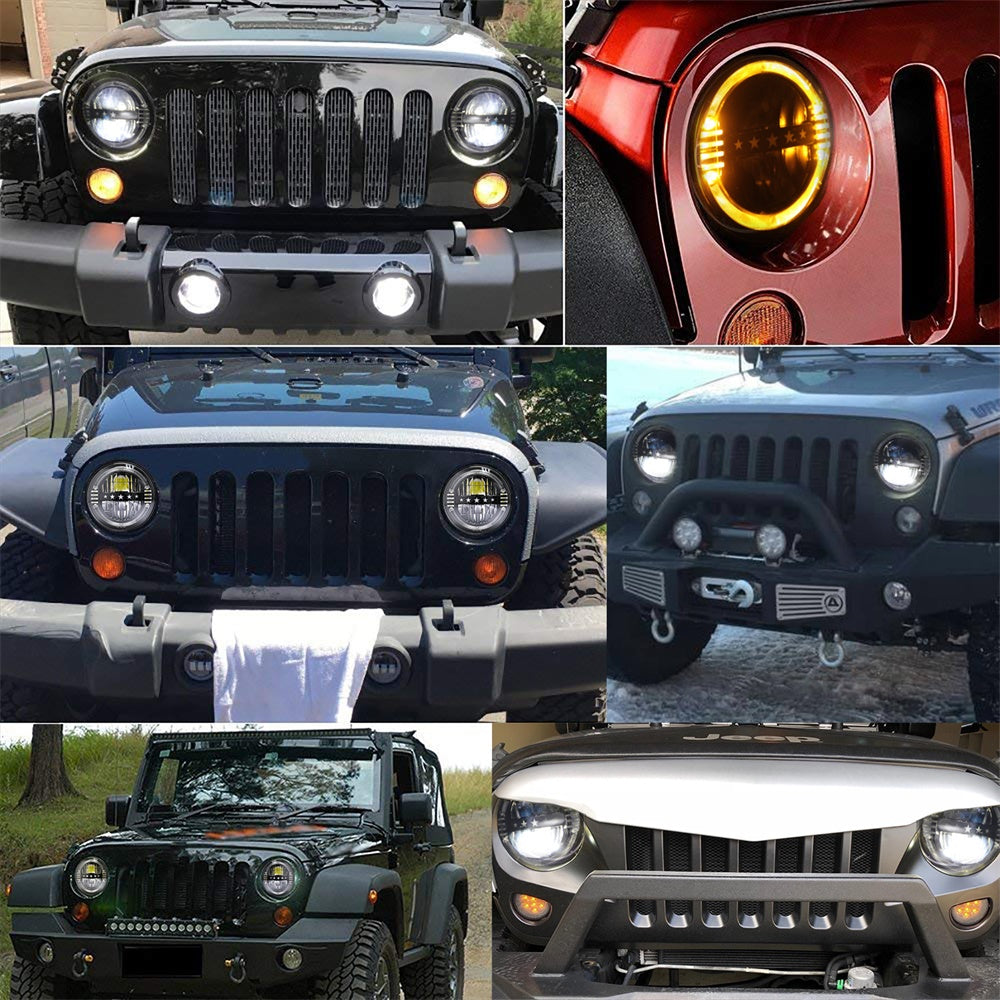 Colight 7" Tri Color DRL Sealed Headlight With Yellow Position Lights