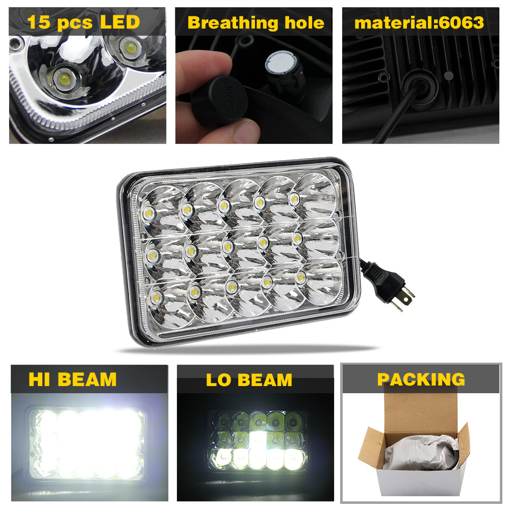 CO LIGHT 4 x 6 Zoll rechteckige Fern-/Abblendlicht dreireihige LED-Scheinwerfer (Kit/2 Stück)