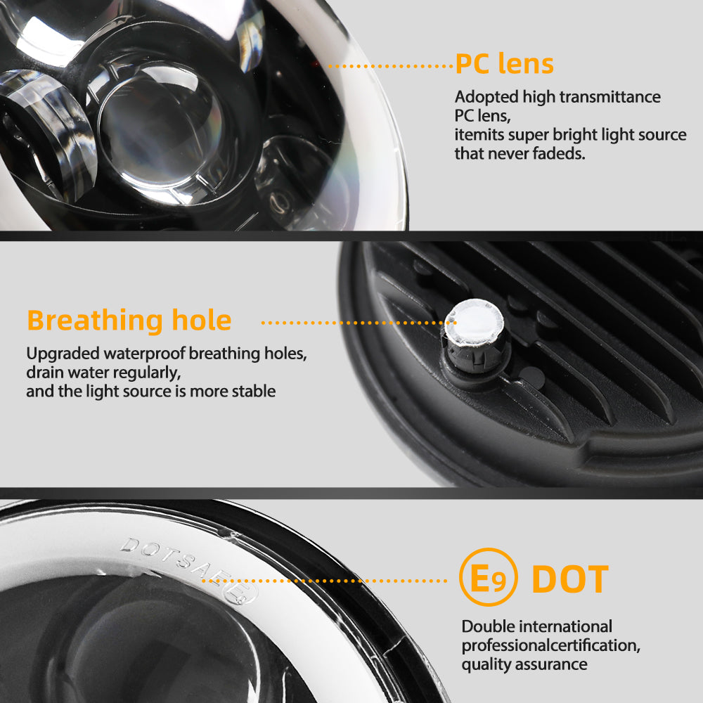 CO LIGHT 5.75" Hi-Lo Beam Sealed LED Headlight With Halo Ring