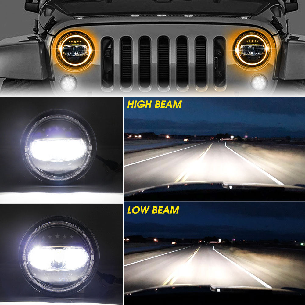 Colight 7" Dual Color DRL Yellow 5-Stars Headlights