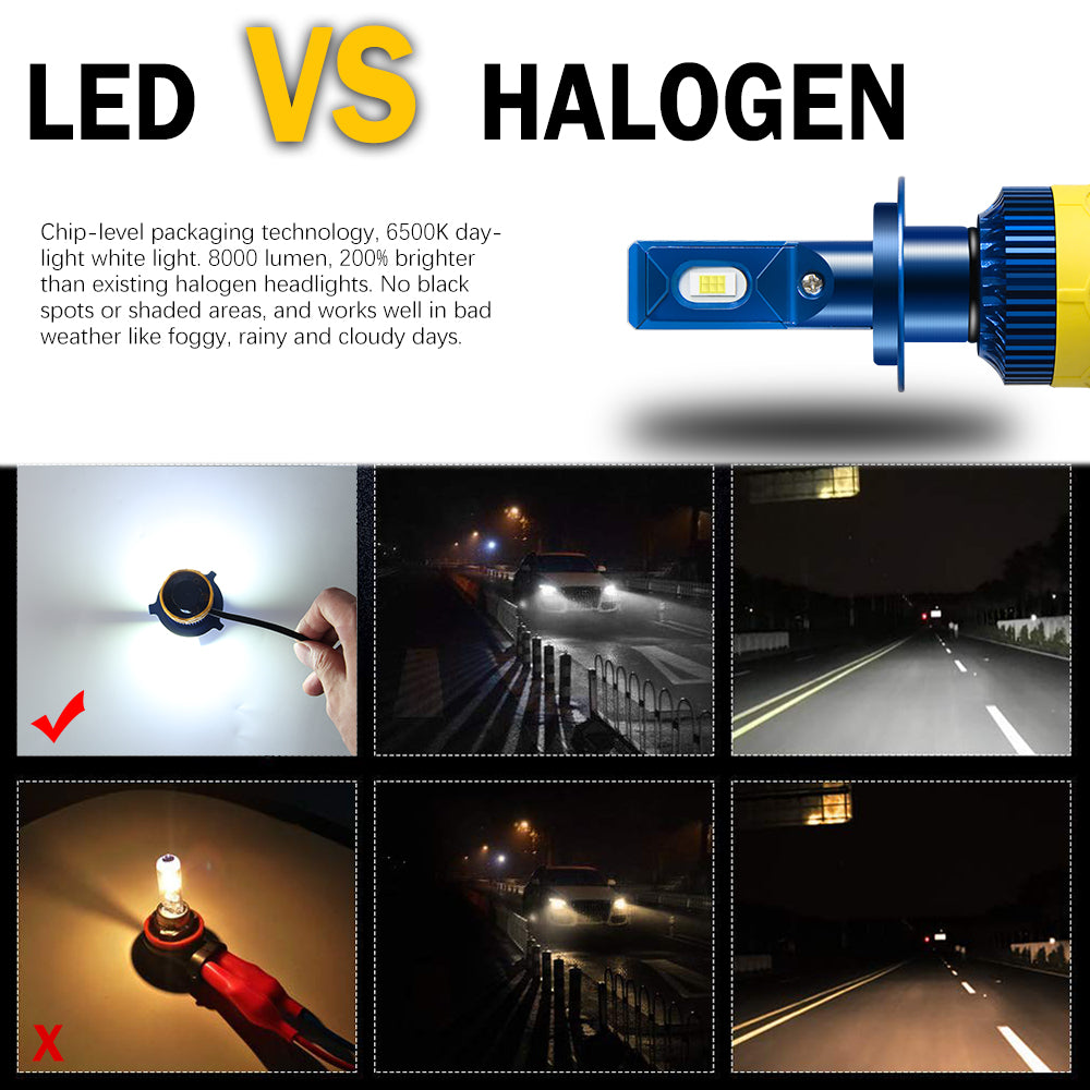 Colight GT7 Series LED Headlights VS Halogen