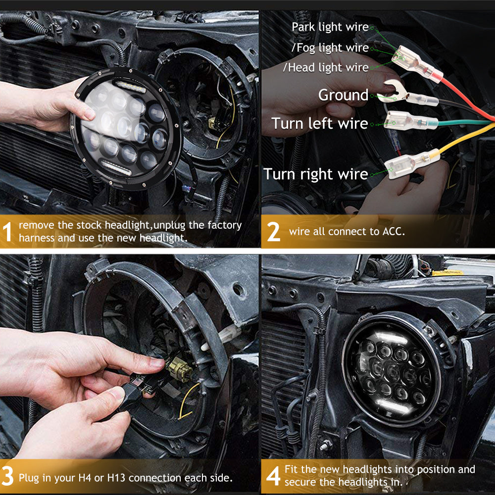 Colight 7" RGB Hi-Lo Beam DRL LED Headlamps 