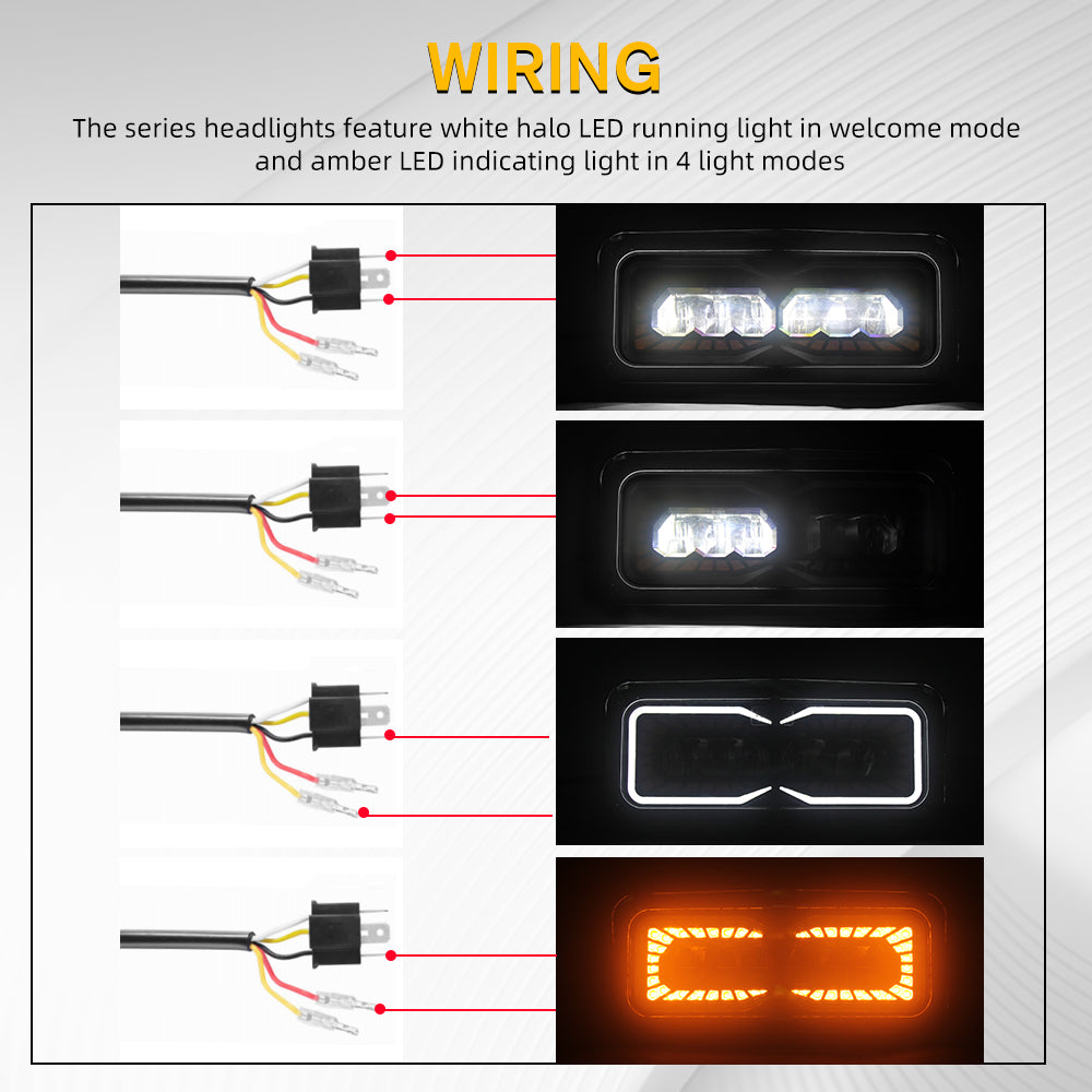 Universal Semi-Truck Led Projector Headlight Assembly For Peterbilt 379, 378, 365, & 357 Kenworth W900, T800, T600 Freightliner Classic trucks