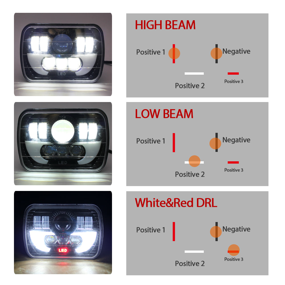 CO LIGHT 5x7 Pouces Carré Double Faisceau Phares - DRL/Clignotant (Kit/2pcs)