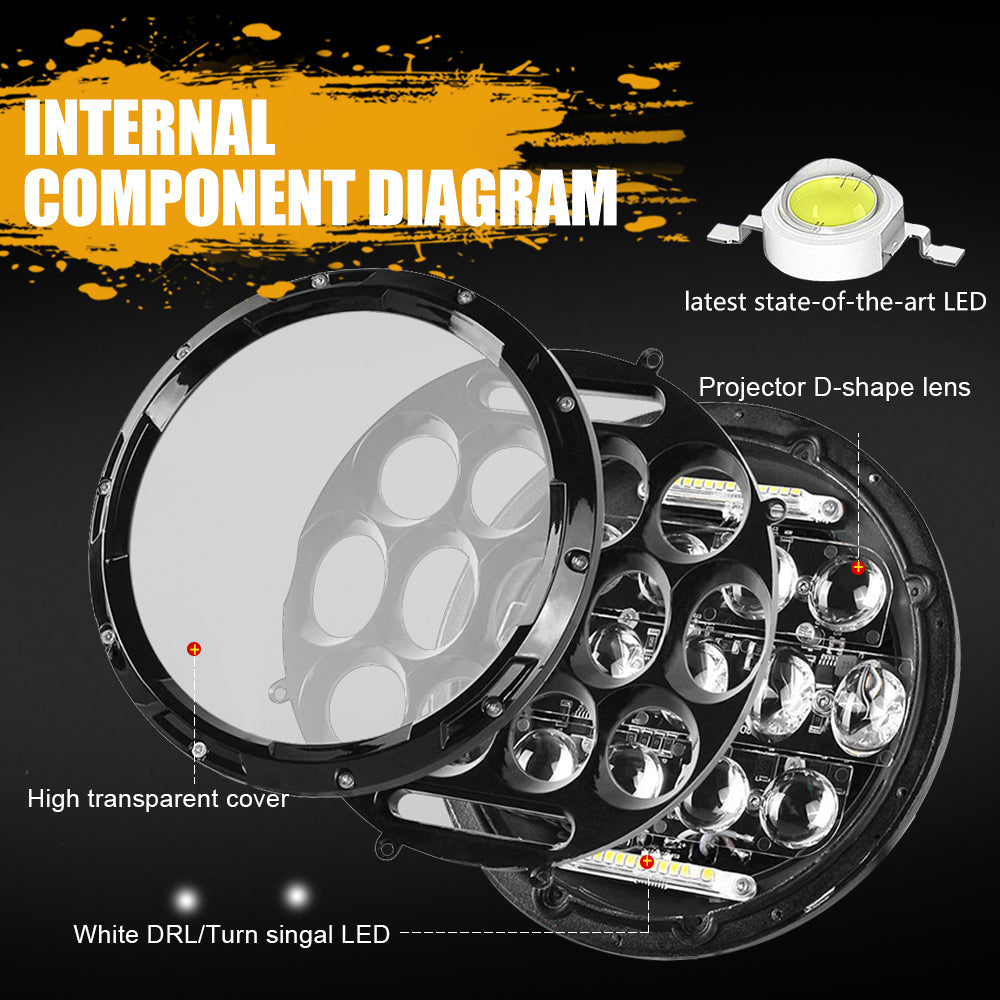 Colight 7 Inch High Density Dual Beam/White DRL LED Headlight