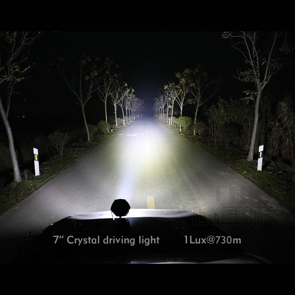 Outside light performance of CO LIGHT 7inch Crystal Series Round Spot Driving Light With Parking Lights