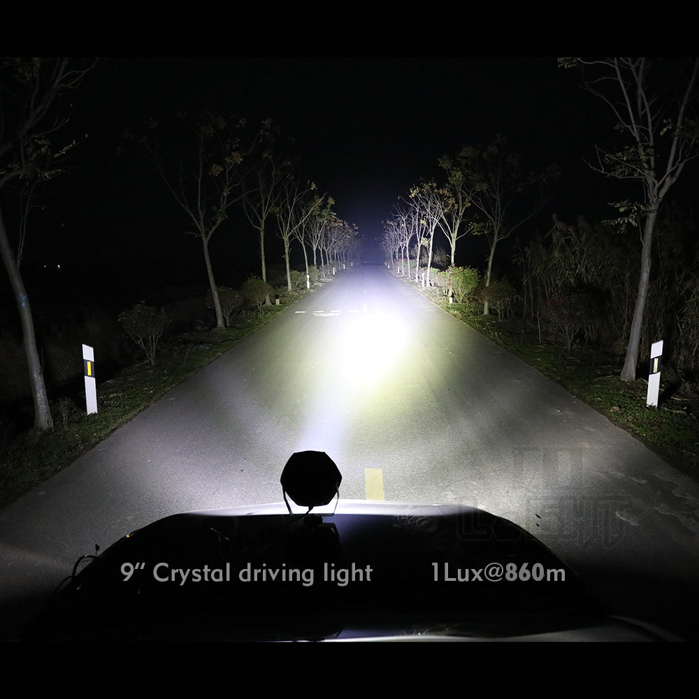 Outside light performance of CO LIGHT 9inch Crystal Series Round Spot Driving Light With Parking Lights