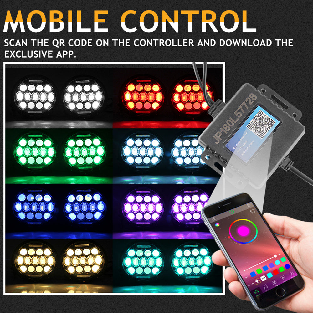 CO LIGHT 7 Telefongesteuerte RGB-Scheinwerfer mit Tagfahrlicht (Set/2