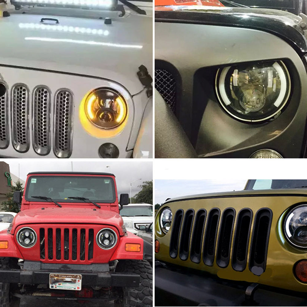 Colight 7" Amber/White DRL Dual Beam LED Headlight 