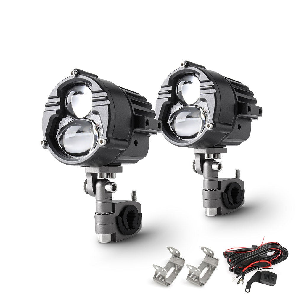 COLIGHT 3 Inch DB-P Series Dual Beam Yellow&White Motorcycle Lights With Harness Switch(Set/2pcs)