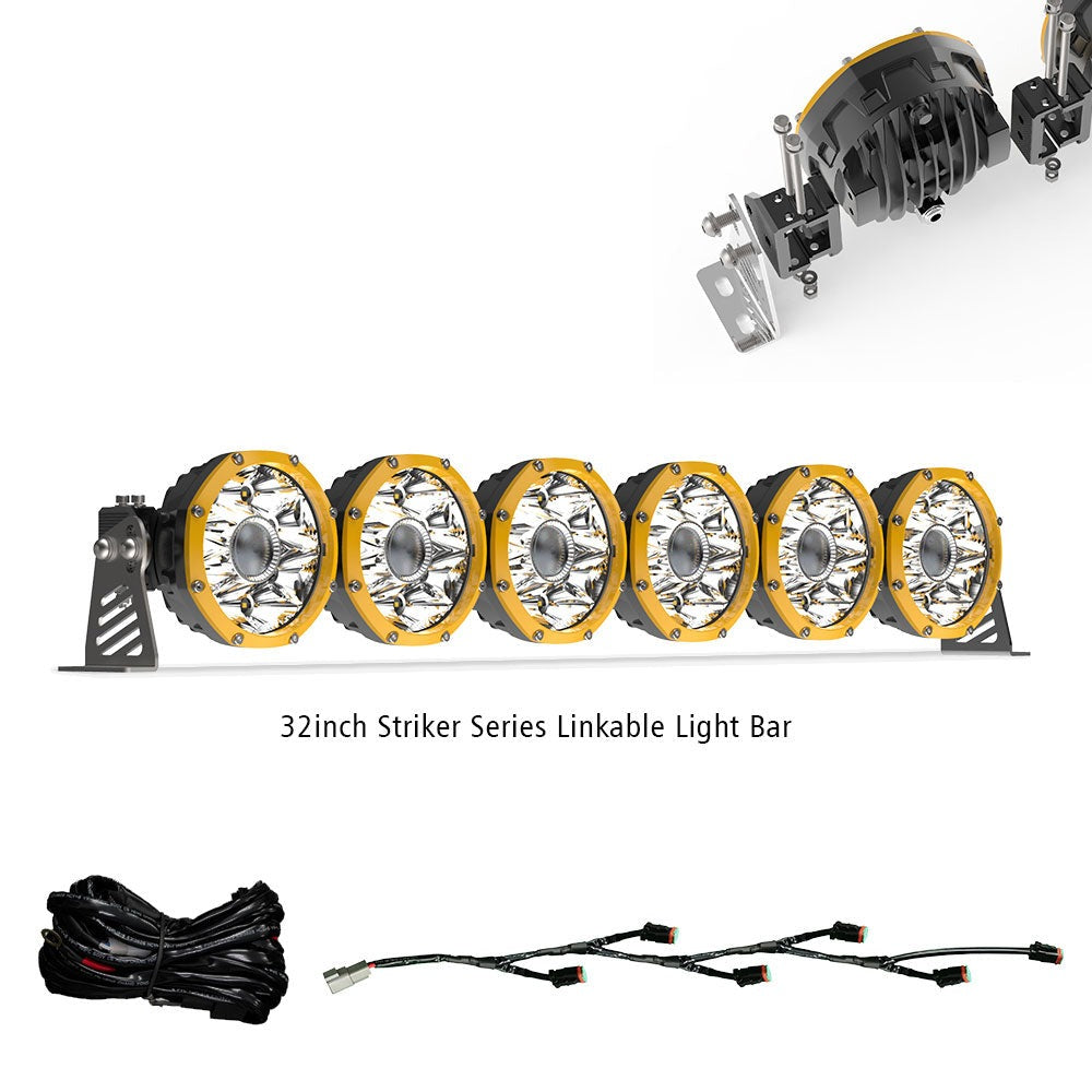 【الطلب المسبق】 شريط إضاءة LED 32 بوصة من سلسلة Striker LED للقيادة المستديرة وقابل للربط