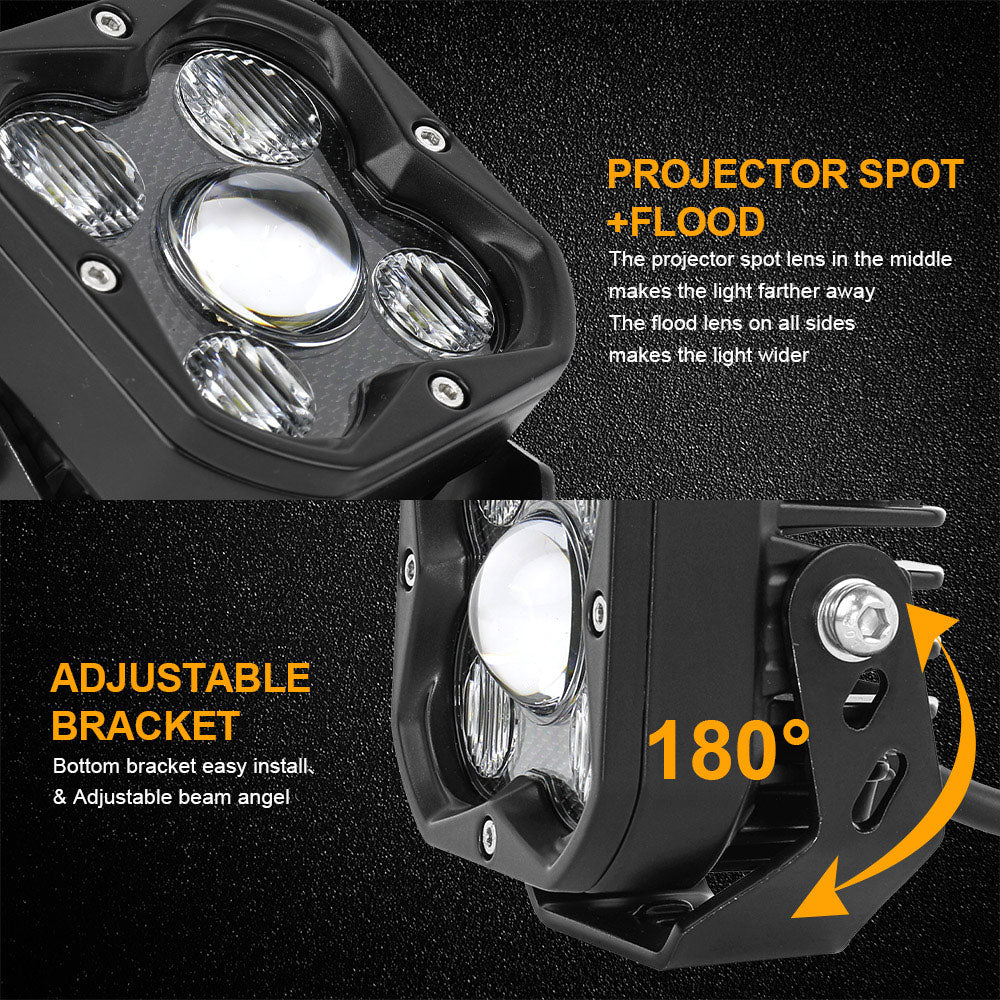 COLIGHT®3inch HD Series White Combo Beam LED Ditch Lights Lens and Brackets