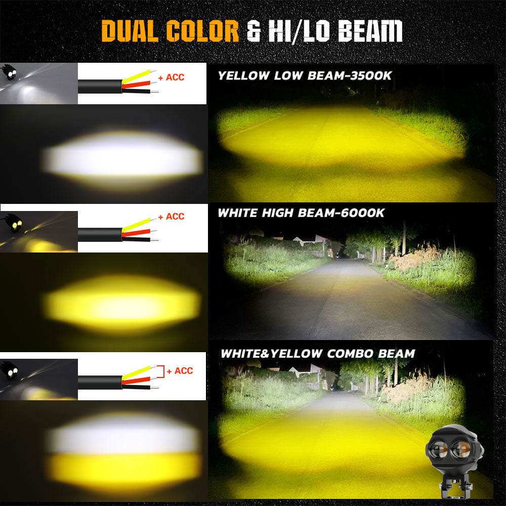Luces de motocicleta COLIGHT de 3 pulgadas serie MF de doble haz de doble color (juego/2 uds)