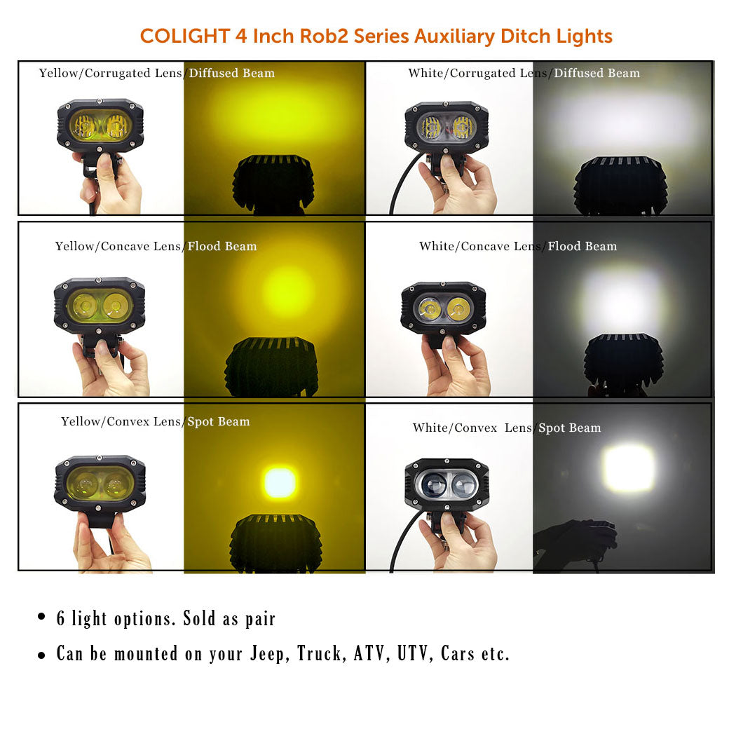COLIGHT 4inch Rob2 Ditch Light 6 Light Options And Light Output